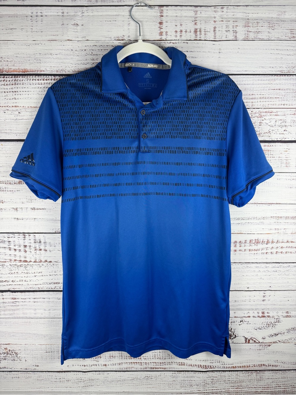 adidas Blue Dotted Performance Golf Polo Shirt Men’s S
